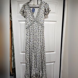 Floral Blue and White Dress